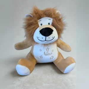 peluche lion brodée avec prénom Nino