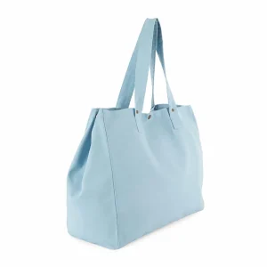 sac shopping couleur bleu rêve vue sur le côté à broder