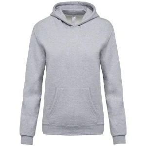 sweat à capuche enfant vue face de couleur grise à broder