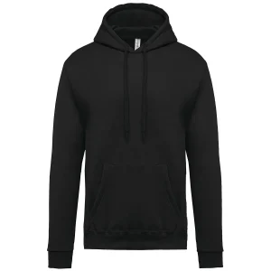 sweat à capuche homme vue face de couleur noire à broder